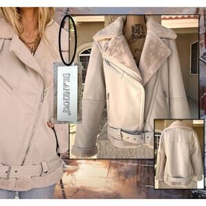 Blank NYC Faux Leather Lining Soft Faux Fur Moto Jacket Size XS